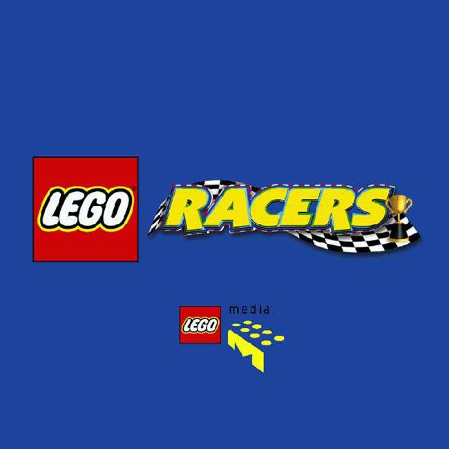 Logotyp LEGO Racers z szachownicą i złotym pucharem na granatowym tle.